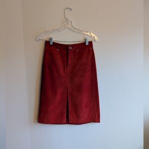 Leather Suede Gap Crimson Red Skirt With Slit
